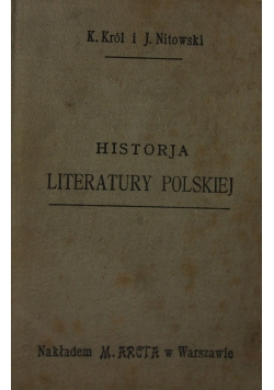 Historia literatury polskiej, 1901r.