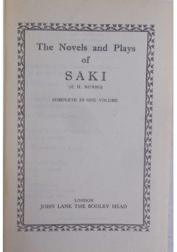 The Novels and Plays of Saki, reprint 1912 r.