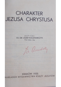 Charakter Jezusa Chrystusa , 1935 r.