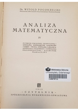 Analiza matematyczna, Tom IV