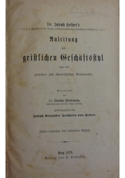 Unleitung geistlichen beschaftsnl, 1879 r.