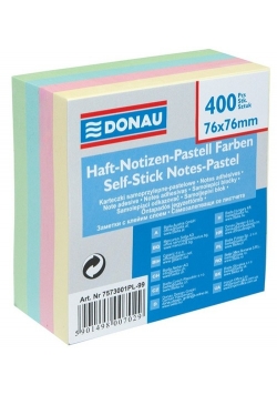 Kostka samoprzylepna DONAU, 76x76mm 400 kartek pastelowa