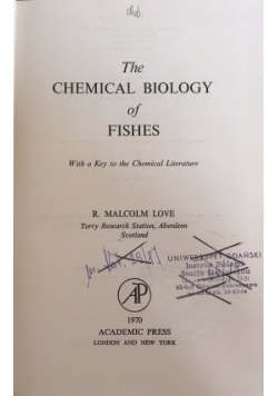 The Chemical Biology of Fishes