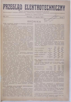 Przegląd elektrotechniczny zeszyt 1, 1949 r.