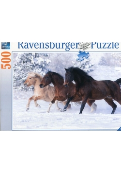 Puzzle 500 Konie galopujące w śniegu