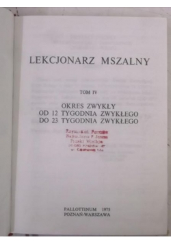 Lekcjonarz Mszalny, tom IV