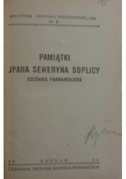 Pamiątki pana Seweryna Soplicy, 1935r.