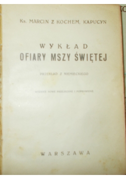 Wykład Ofiary Mszy Świętej, 1933 r.