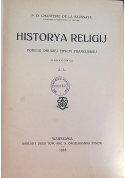 Historya  Religij, 1918 r.