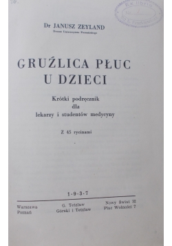 Gruźlica płuc u dzieci , 1937 r.