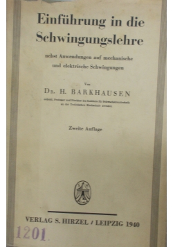 Einführung in die Schwingungslehre, 1940r.