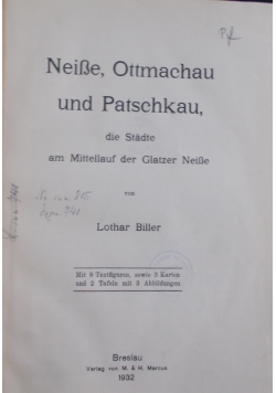 Neisse, Ottmachau und Patschkau die Stadte am Mittellauf der Glatzer Neisse. 1932 r.