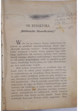 Krytyka zdrowego rozumu, 1904 r.