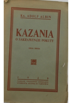 Kazania o sakramencie pokuty, 1930 r.