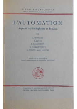 L'automation. Aspects Psychologiques et Sociaux.
