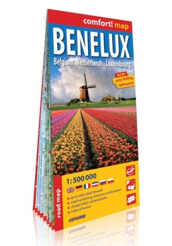 Benelux Belgium Netherlands Luxemburg laminowana mapa samochodowa 1:500 000