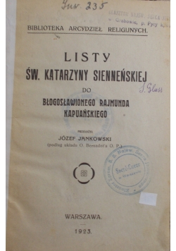 Listy św. Katarzyny Sienneńskiej, 1923 r.