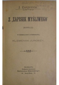 Z "Zapisek myśliwego" 1898r.
