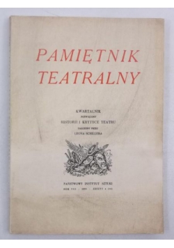 Pamiętnik teatralny, Zeszyt IV, 1959 r.