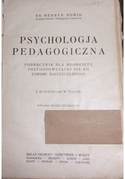 Psychologja pedagogiczna,1930r.