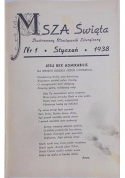 Msza Święta, miesięcznik nr 1 - Styczeń, 1938 r.