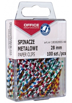 Spinacze metalowe powlekane 28mm 100 sztuk