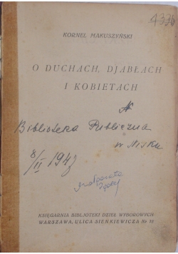 O duchach, diabłach i kobietach, 1924 r.