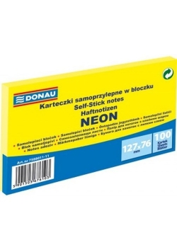 Karteczki samoprzylepne w bloczku 127x76mm neon żółty 100 kartek