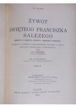 Żywot świętego Franciszka Salezego, tom II, 1934r.