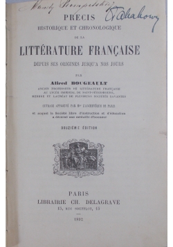 Literature Francaise,1892r.