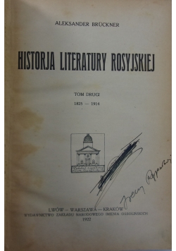 Historja literatury rosyjskiej, tom II, 1922 R.