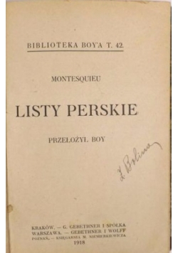 Listy perskie, 1918r.