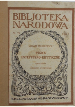 Pisma estetyczno- krytyczne, 1924r.