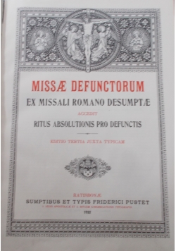 Missae Defunctorum, 1922r.