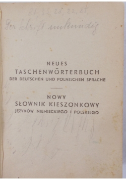 Neues Taschenworterbuch der deutschen  und polnischen sprache