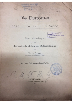 Die Distomem Unserer Fische und Frosche, 1894r.
