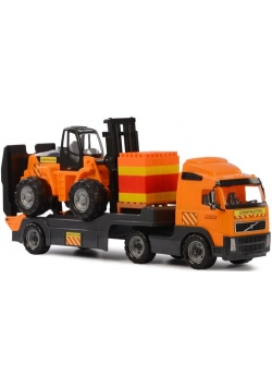 Volvo samochód holownik + Wózek widłowy + Klocki Super-mix na palecie 30 elementów