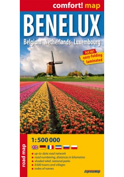 Benelux Belgium Netherlands Luxembourg mapa samochodowa 1:500 000
