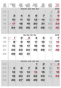 Kalendarz 2018 Trzymiesięczny
