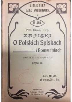 Zapiski o polskich spiskach, 1906r.