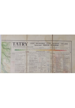 Mapa Tatry część wschodnia: Taty Wysokie i Bielskie, 1931 r.