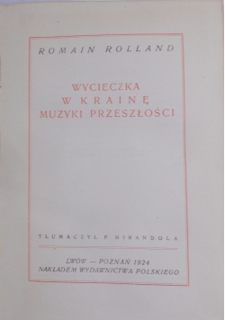Wycieczka w krainę muzyki przeszłości, 1924 r.
