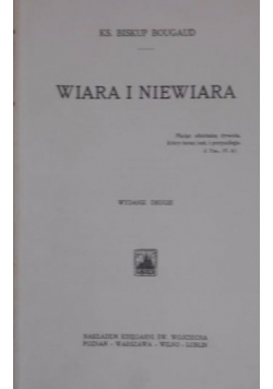 Wiara i niewiara, 1930 r.