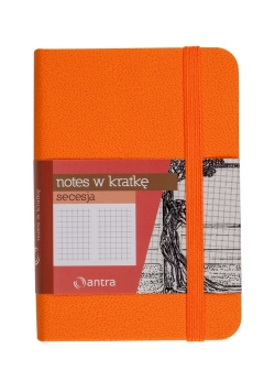 Notes A7 z gumką Secesja kratka pomarańczowy