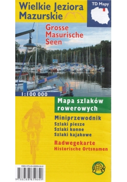 Wielkie Jeziora Mazurskie Mapa szlaków rowerowych 1:100 000