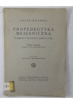 Propedeutyka Mesjaniczna, 1925 r.