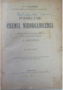 Podręcznik chemii nieorganicznej, 1928 r.