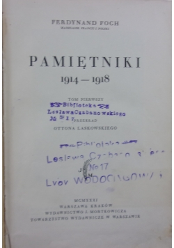 Pamiętniki 1914-1918, 1930 r.