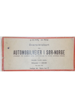 Automobilveier i sor - norge, mapa, 1932r