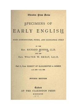 Specimens of early english,  1833 r.